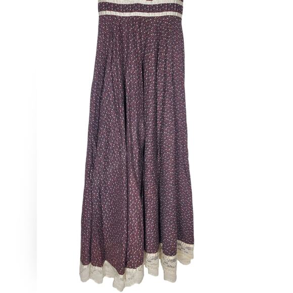 Gunne Sax Rare Prairie Boho Purple Floral Calico Dress Sz 5 vintage gold label - Picture 4 of 14